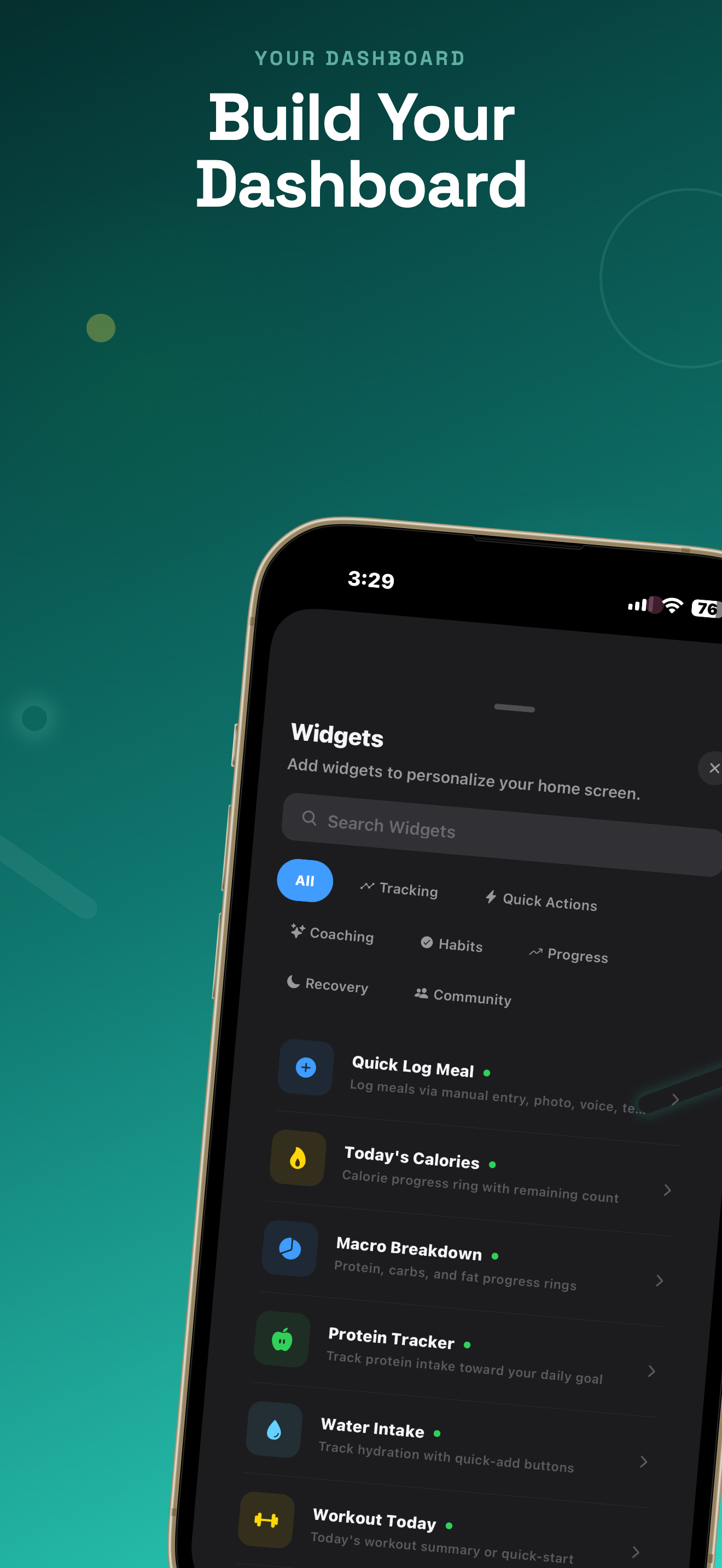 Customizable widget dashboard